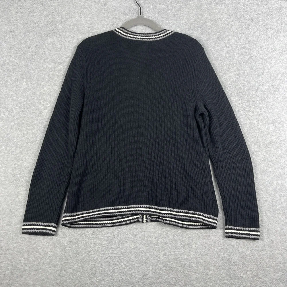 Talbots Black Button Front Cardigan Sweater Womens Petite LP Classic Preppy
